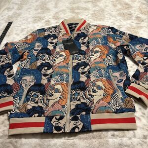 NWT FLAWLESS! VIP Collection Zip Up Multi Faces Tapestry Jacket  MSRP $229 Sz L